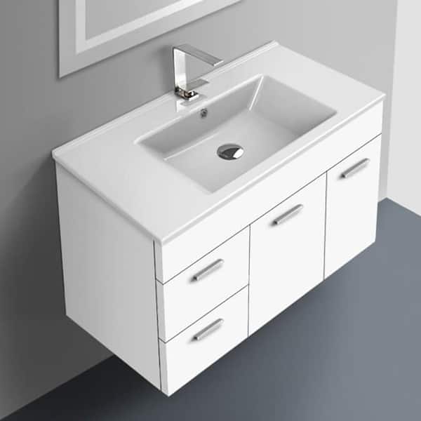 Bathroom Vanity In Glossy White, 33 Bathroom Vanity Top With Sink