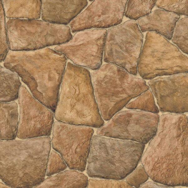 The Wallpaper Company 56 sq. ft. Brown Stone Wallpaper