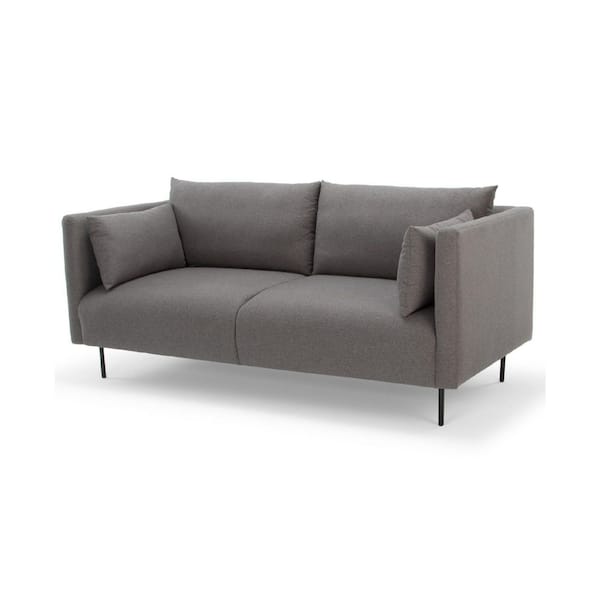 Vifah Premium 72 in. Square Arm Fabric 2-Seater Straight Sofa with Throw Pillows in Gray