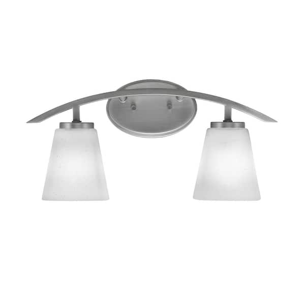 Unbranded Siena 18.25 in. 2-Light Vanity Light Graphite with White Muslin Glass Shades