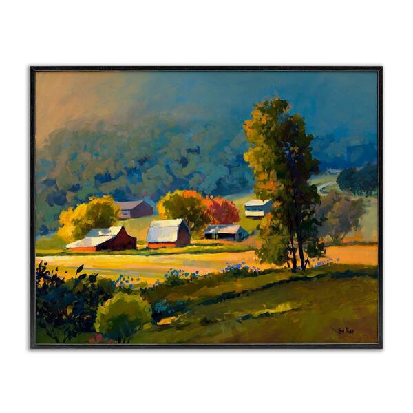 Stupell Industries Early Fall Farmland by Sri Rao Black Framed Nature Giclee Art Print 16 in. x 20 in.
