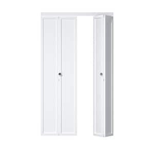 48 in. x 80.5 in. Paneled Solid Core White Finished 1 Lite MDF Bifold Door with Hardware