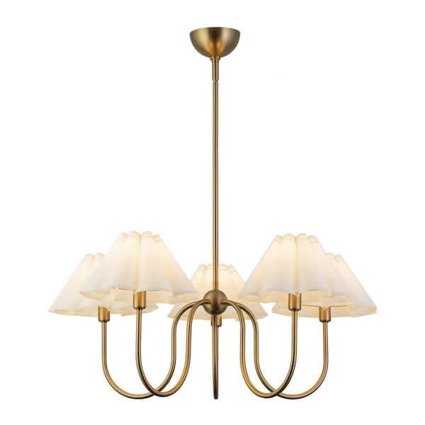 Rosemary 31 in. 5 Light 40-Watt Brushed Gold/Folded White Chandelier