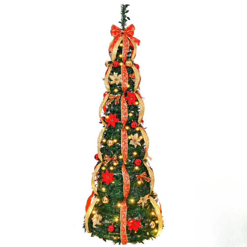 6 ft. Fully Decorated Pre-Lit Pop Up Artificial Christmas Tree with 150 LED Lights and Red/Golden Ornaments price history on PriceWatchPro