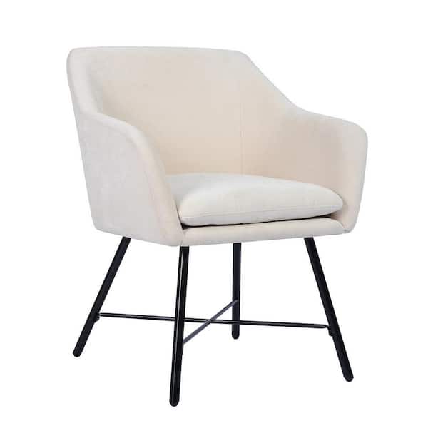 Homy Casa Beige Upholstered Dining Chair Fabric Cover Metal (Set of 2)