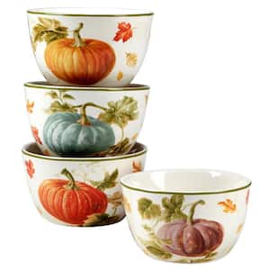 Autumn Harvest 5.5 in. 24 oz. Multicolored Earthenware Ice Cream Bowl (Set of 4)