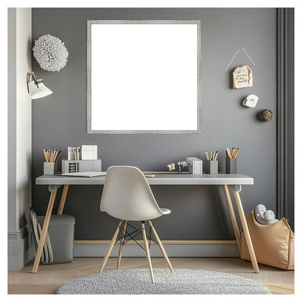 Amanti Art Shiplap White Narrow 25 in. x 25 in. Wood Framed Dry