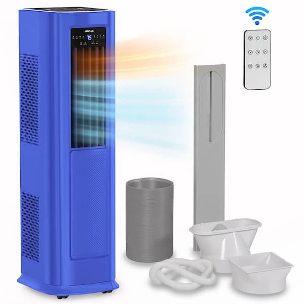 4in1 Portable Air Conditioner Cools 9,000 (DOE) BTU, 800 sq.ft. with Heat, Dehum, Control, Drain Free, Auto Speed (Blue)