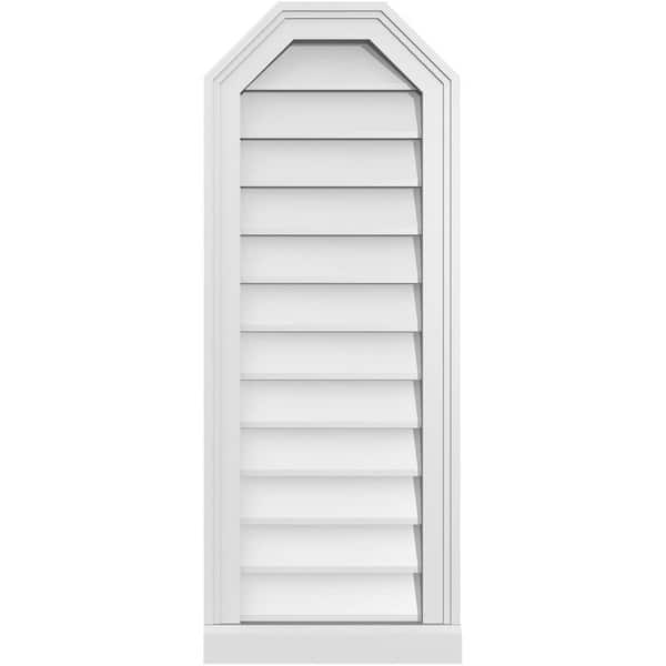 Ekena Millwork 14" x 36" Octagonal Top Surface Mount PVC Gable Vent: Non-Functional with Brickmould Sill Frame