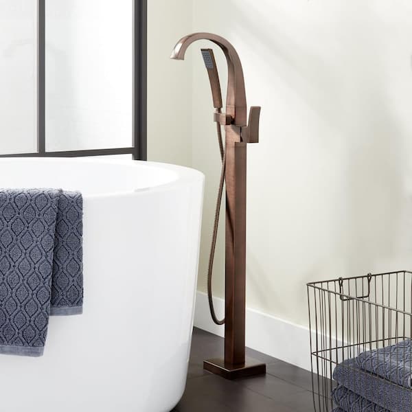 SIGNATURE HARDWARE Vilamonte Single-Handle Freestanding Tub Faucet with Hand Shower in Oil Rubbed Bronze