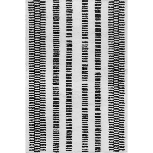 5 ft. x 8 ft. Gray Kasha Striped Modern Area Rug
