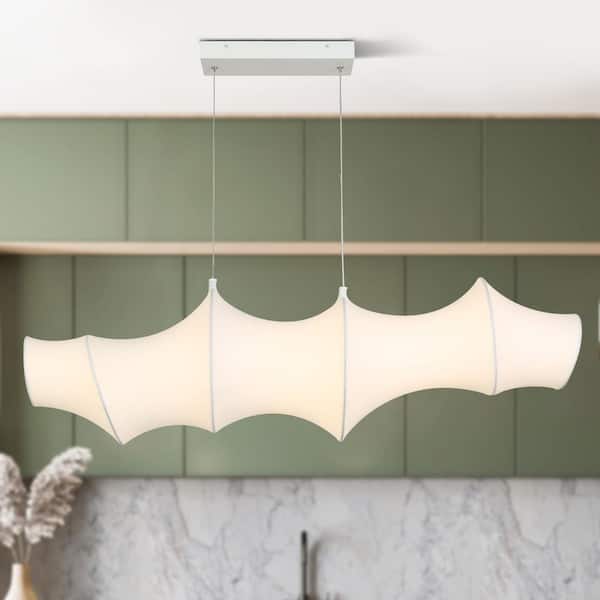 Altithara 1-Light Integrated LED White Irregular Chandelier with Silk-like Fabric shade and No Bulbs Included