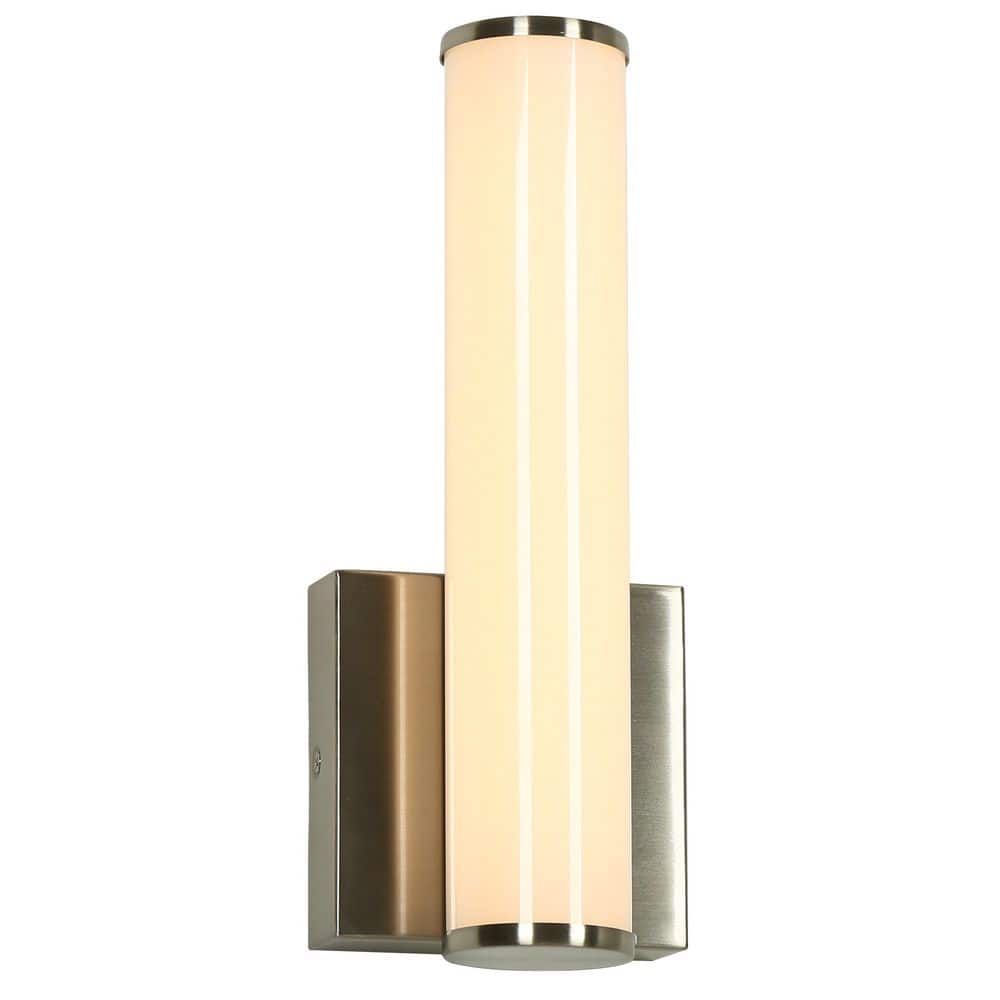 1-Light 12 in H Industiral Plated Nickel Integrated LED Wall Sconce with Frosted Shade for Bathroom, Porch, Hallway price history on PriceWatchPro