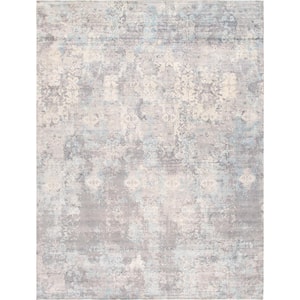 Mirage Grey 12 ft. x 15 ft. Abstract Bamboo Silk Area Rug