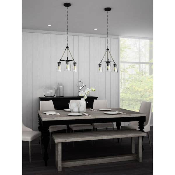 Progress Lighting Cashiers 18 in. 3-Light Graphite Chandelier with Clear Glass Shades
