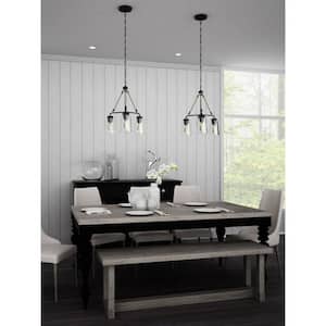 Cashiers 18 in. 3-Light Graphite Chandelier with Clear Glass Shades