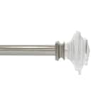 66 in. - 120 in. Telescoping 3/4 in. Single Curtain Rod Kit in Brushed Nickel with Crystal Square Finials