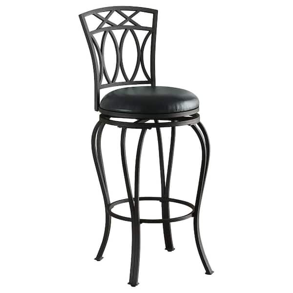 Coaster 29 in. Elegant Metal Bar Stool with Faux Leather Seat Black