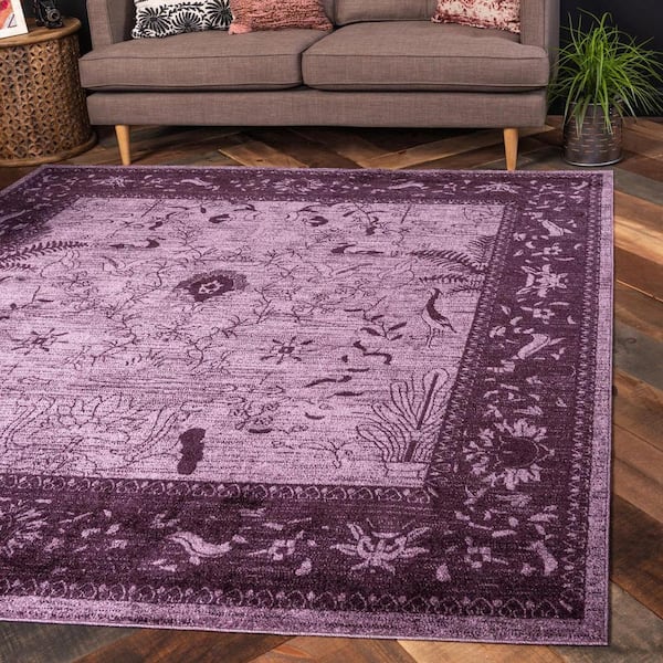 La Jolla Floral Violet 10' 0 x 10' 0 Square Rug