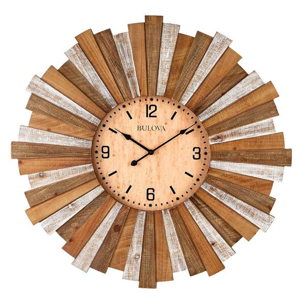 Bulova Multi Tone Wood Finish 31 5 In Wall Clock With Sunray Design C4802 The Home Depot - Wall Clock Designs Images