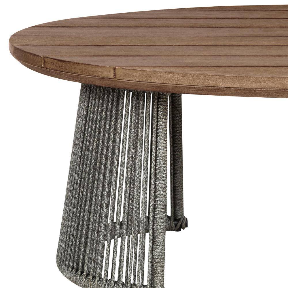 Benicia 47'' Weathered Eucalyptus and Gray Rope Outdoor Coffee Table