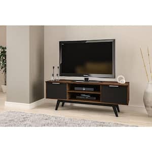Shard Walnut and Black TV Stand Fits Tv's up to 60 in.with Cabinets
