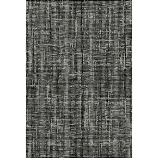 Mayfield Premium Machine Washable Abstract AMF2130 Charcoal 5 ft. x 7 ft. 6 in. Area Rug