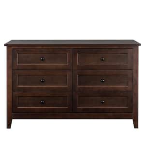 17.72 in. W x 47.24 in. D x 30.75 in. H Auburn Brown Linen Cabinet with 6-Drawers, Retro Round Handle
