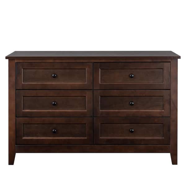 Unbranded 17.72 in. W x 47.24 in. D x 30.75 in. H Auburn Brown Linen Cabinet with 6-Drawers, Retro Round Handle