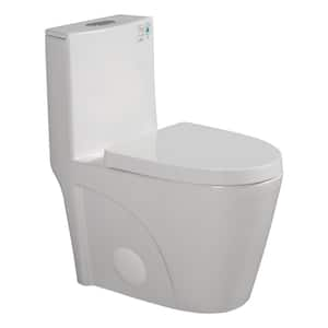 23T01-GW 1-Piece 1.1/1.6 GPF Dual Flush Elongated Round Toilet in Glossy White, Seat Included