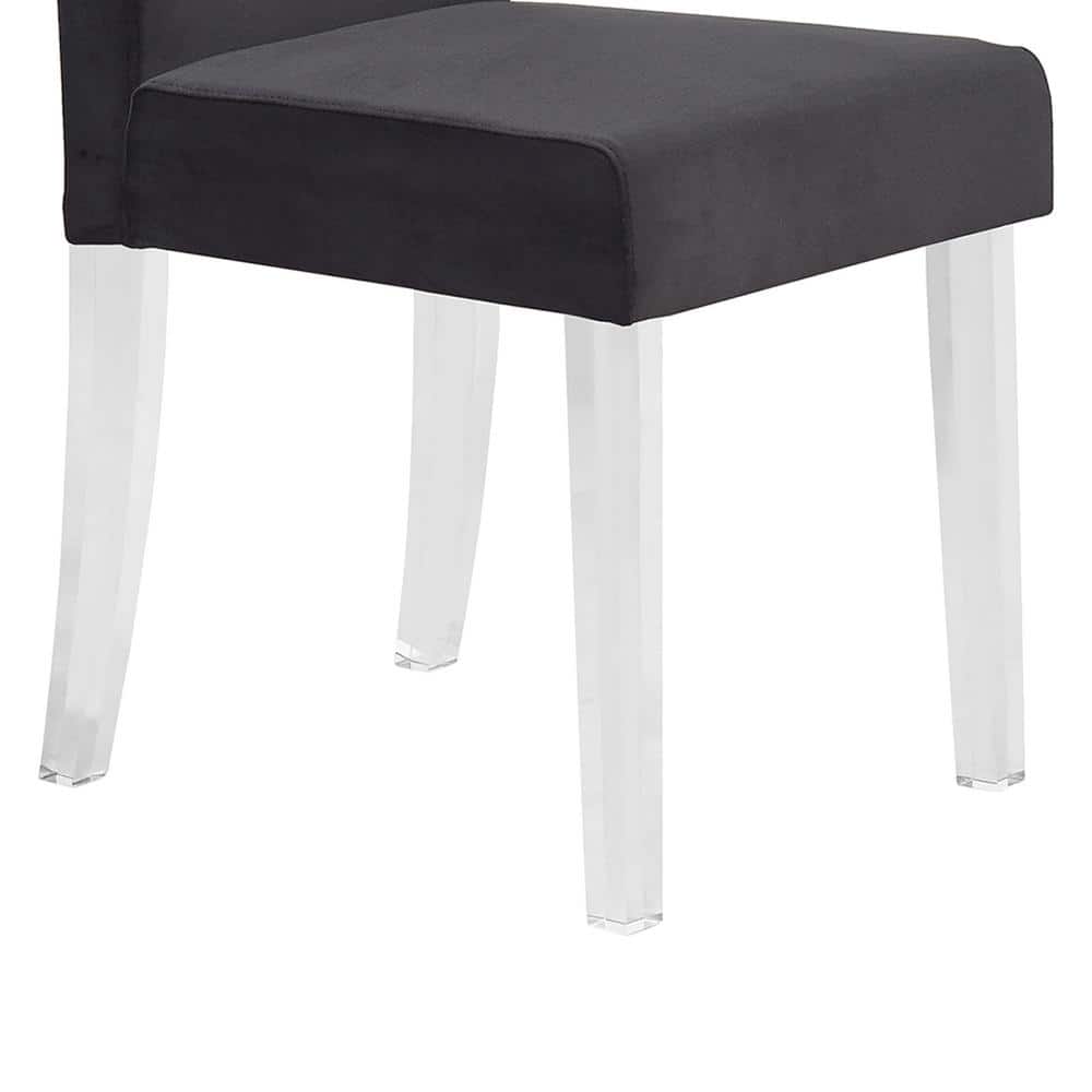 High Parsons 40'' Black Velvet Side Chair with Acrylic Legs