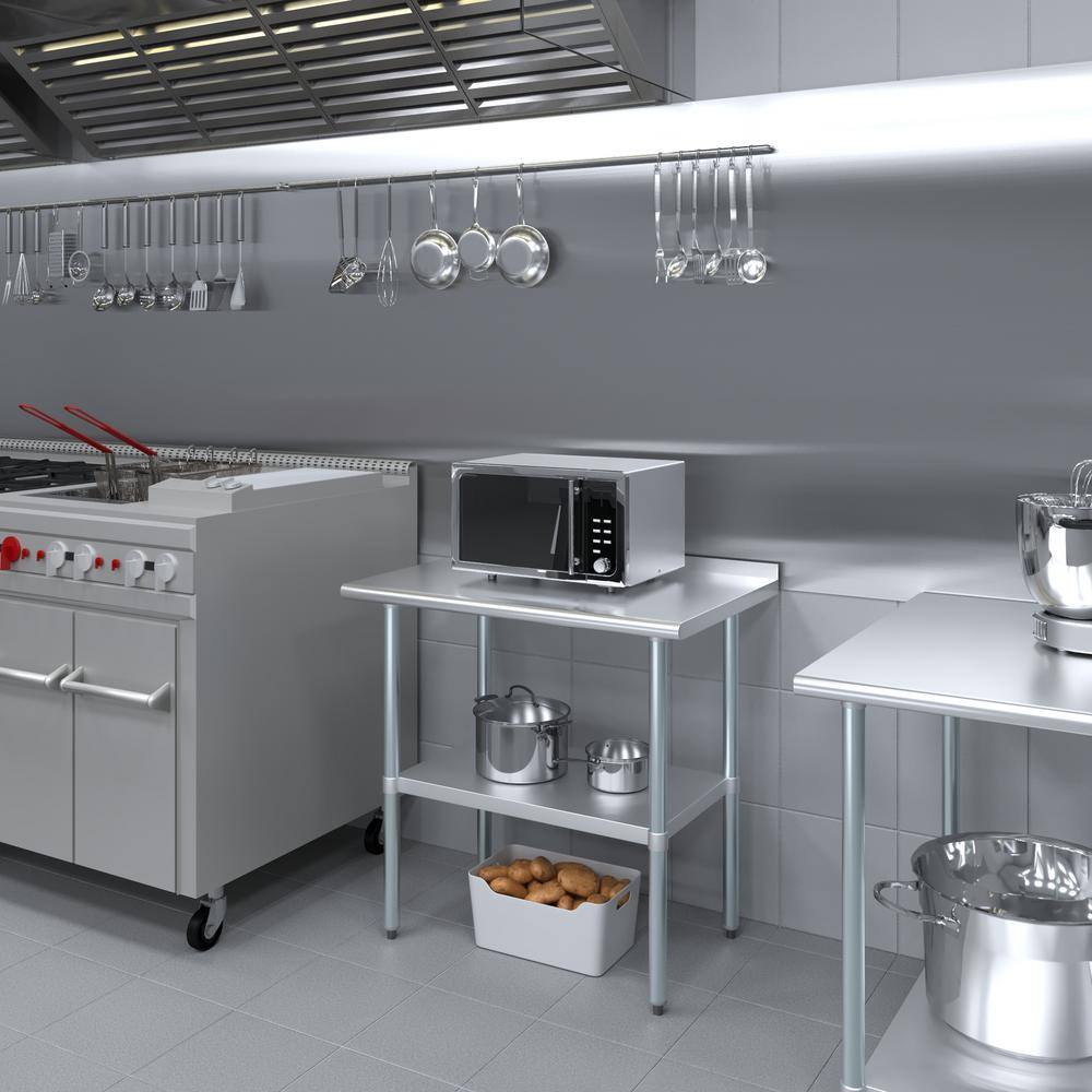 36 Inch Stainless Steel Kitchen Utility Table with Adjustable Shelf