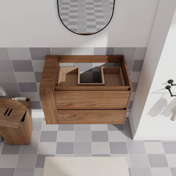 29.3 in. W. x 17.94 in. D x 18.88 in. H Wall Mounted Plywood Bath Vanity Cabinet without Top in Brown Oak