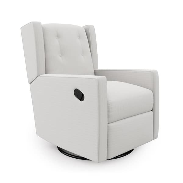 Dorel Living Fenn White Microfiber Swivel Glider Recliner Chair