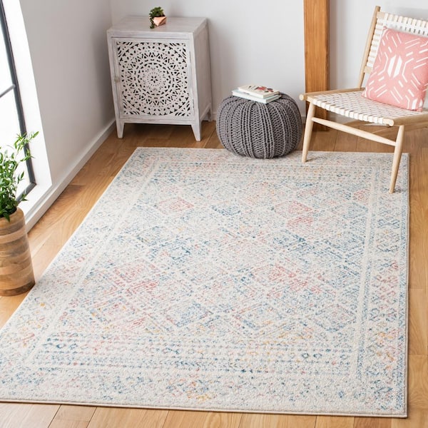 Tulum Ivory/Terracotta 5 ft. x 8 ft. Border Area Rug