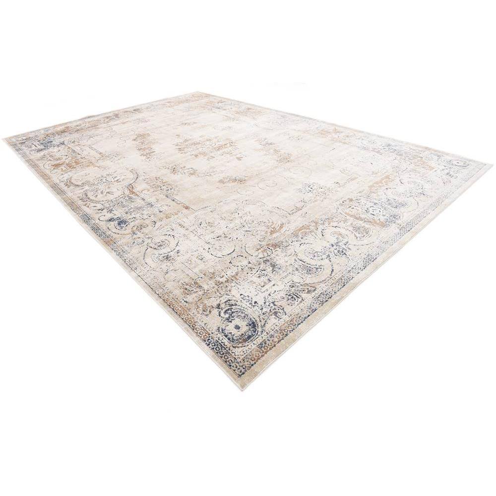 Eliza Blue Cream Rectangular Stain-Resistant Area Rug