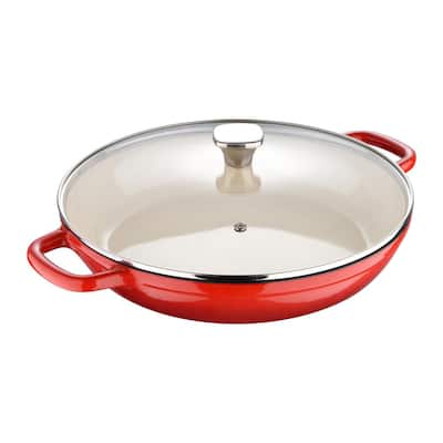 Crock-Pot Artisan 5 qt. Round Enameled Cast Iron Braiser Pan with Self  Basting Lid in Blue 985100770M - The Home Depot