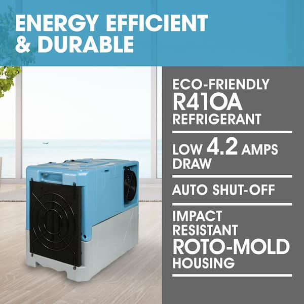 Ecor Pro PURAERO 145 Pints Per Day, pt. 1500 sq.ft. Compact LGR Commercial  Dehumidifier in. Blue, Blues - Yahoo Shopping