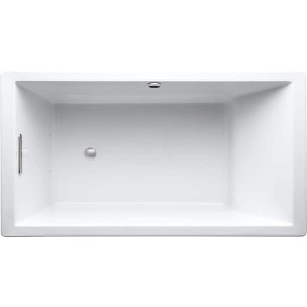 Underscore 66 in. Acrylic Rectangular Drop in Heated Air Bath Bathtub in White