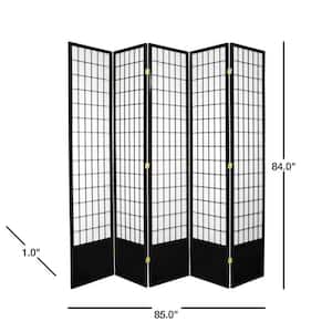 7 ft. Black 5-Panel Room Divider