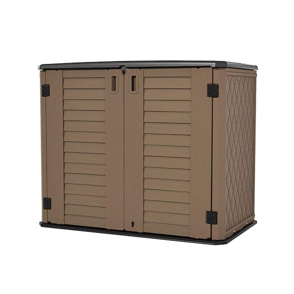 260 gal. Deck Box Brown Patios Storage Box Outdoor Storage Shed Waterproof for Garden