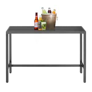 55 in. W Outdoor Bar Table Buffet Table with Metal Frame and Adjustable Foot Pads