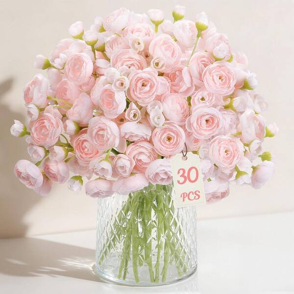 11.5 in. Pink Indoor/Outdoor Artificial Rose Flower-30Pcs UM1KU201