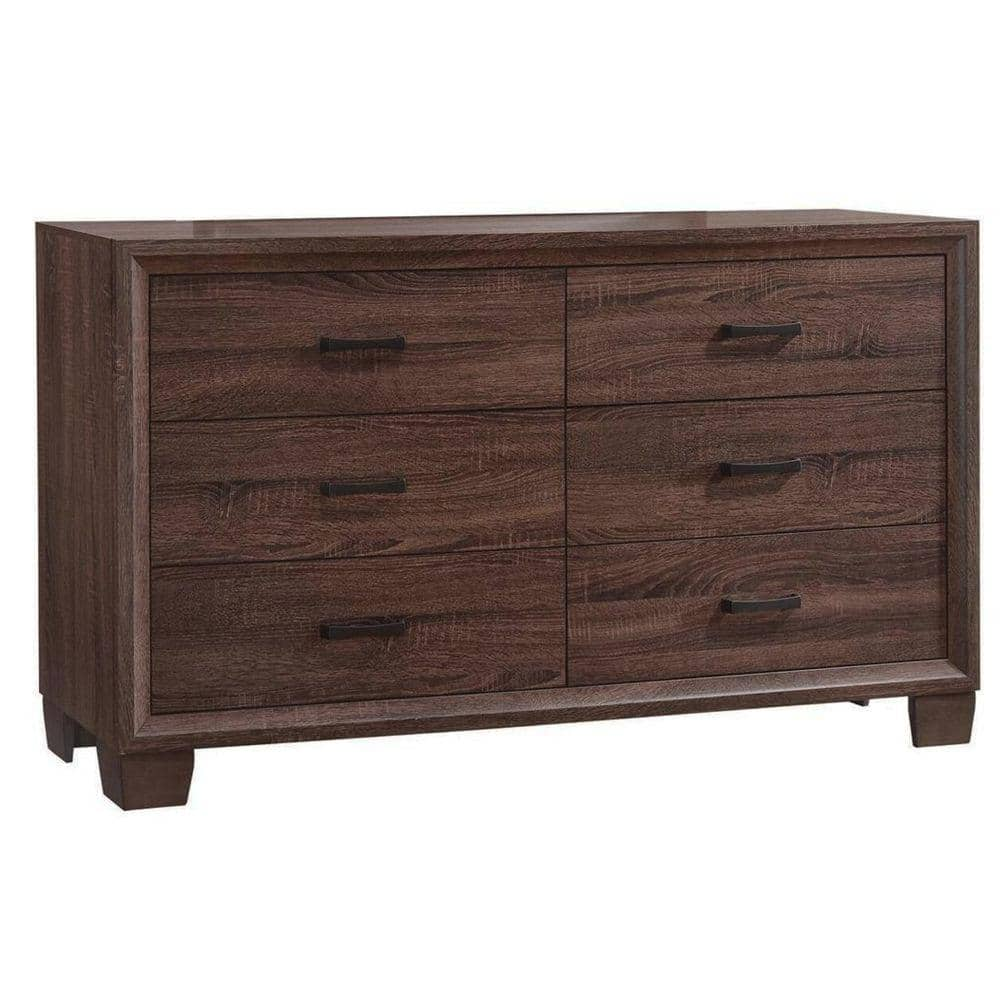 Benjara 59 In. Medium Warm Brown 6-Drawer Wooden Dresser Without Mirror ...