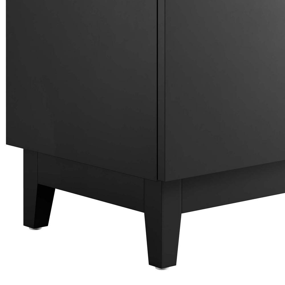 Miles 24" Black Particleboard Bathroom Vanity Cabinet with Rubberwood Legs