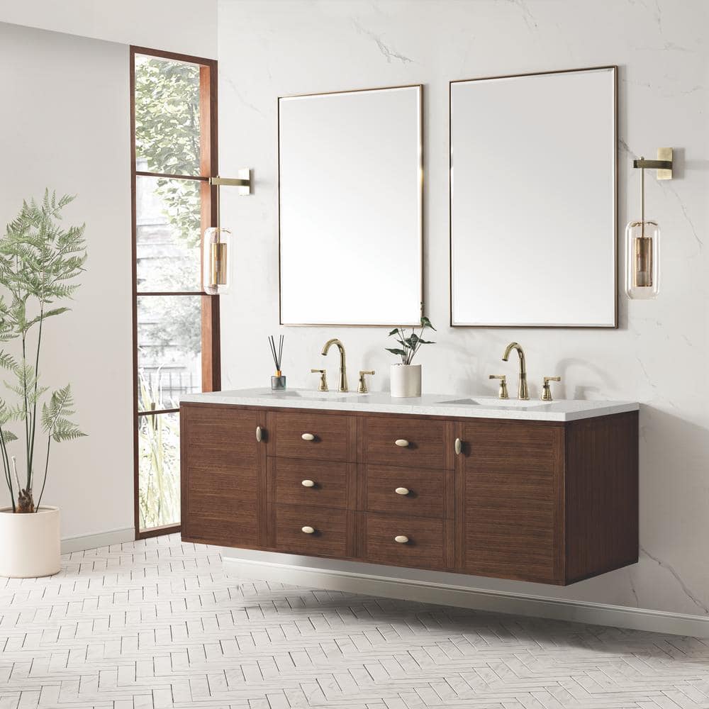 Amberly 72.0 in. W x 23.5 in. D x 34.7 in. H Bathroom Vanity in Mid-Century Walnut with Lime Delight Top price history on PriceWatchPro