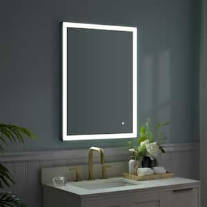24 in. W x 32 in. H Rectangular Framed Anti-Fog Wall Mount LED Bathroom Vanity Mirror with Light in Matte Black,Dimmable