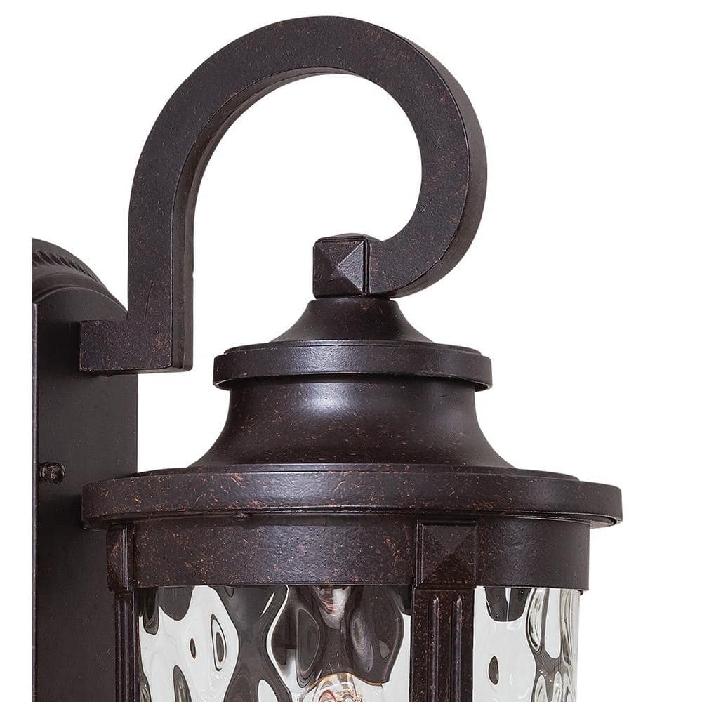 Merrimack Bronze Outdoor Wall Lantern with Clear Hammered Glass