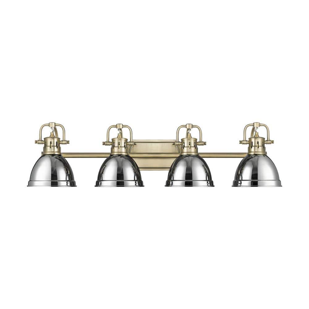 Duncan 8.25 in. 4-Light Aged Brass Vanity Light with Silver Shade price history on PriceWatchPro