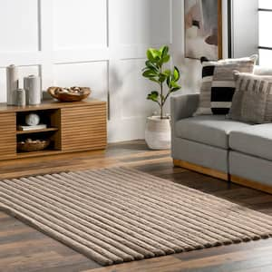 Kai Machine Washable Taupe 8 ft. x 10 ft. Solid Area Rug